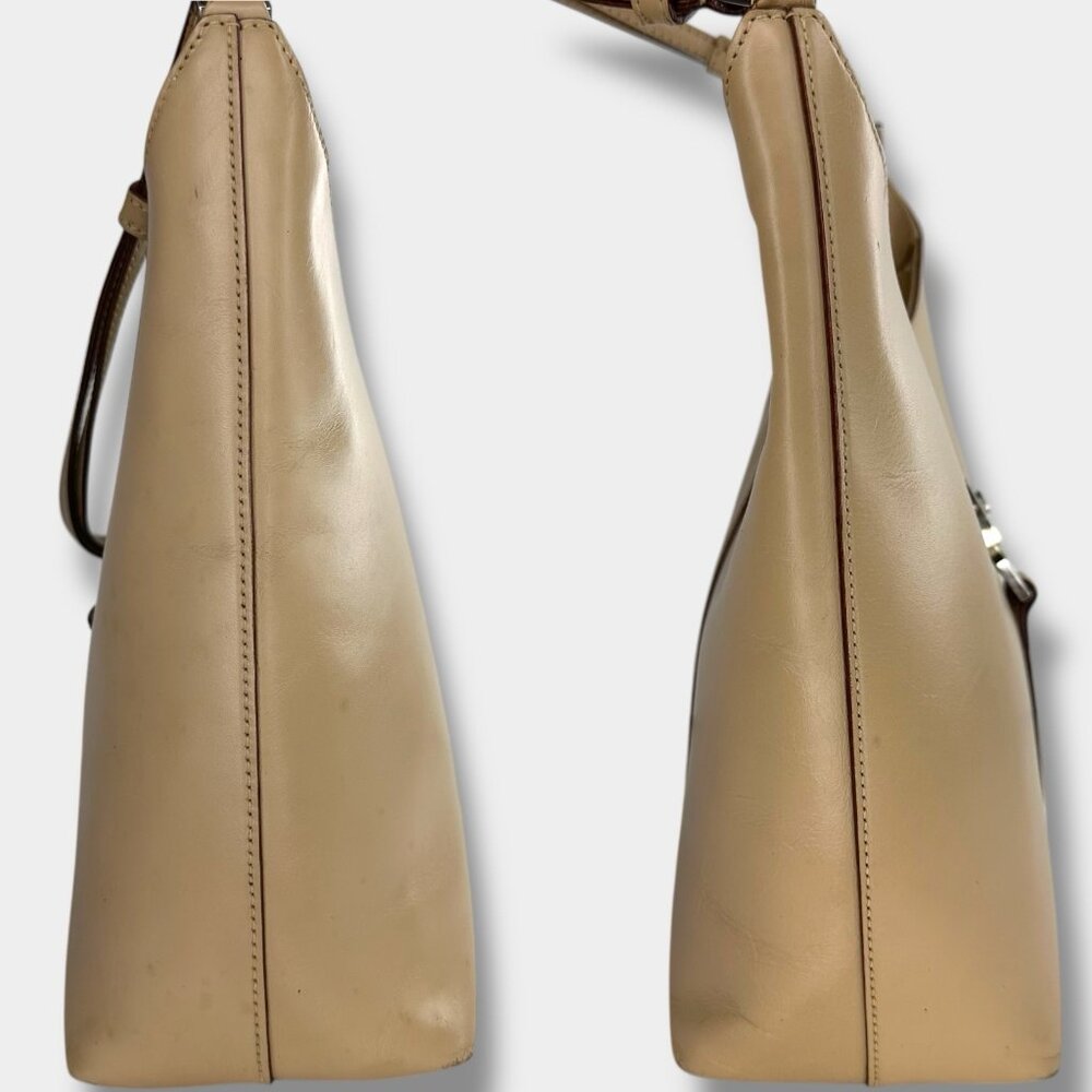 Gucci Vintage Jackie Top Handle Shoulder Bag Beige Leather Piston Clasp Authenti - Picture 7 of 13